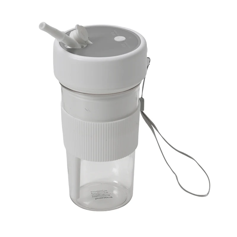 Tragbarer Entsafter mit Deckel und Trinkhalm, 350 ml, mit Edelstahlklinge und USB-Aufladung, 174x88 mm, Wiederaufladbar, Rosa
