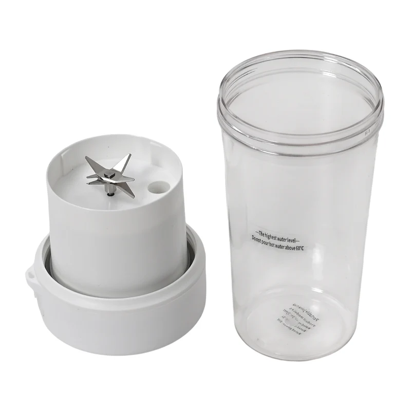 Tragbarer Entsafter mit Deckel und Trinkhalm, 350 ml, mit Edelstahlklinge und USB-Aufladung, 174x88 mm, Wiederaufladbar, Rosa