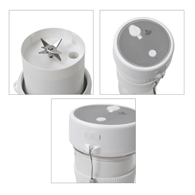 Tragbarer Entsafter mit Deckel und Trinkhalm, 350 ml, mit Edelstahlklinge und USB-Aufladung, 174x88 mm, Wiederaufladbar, Rosa