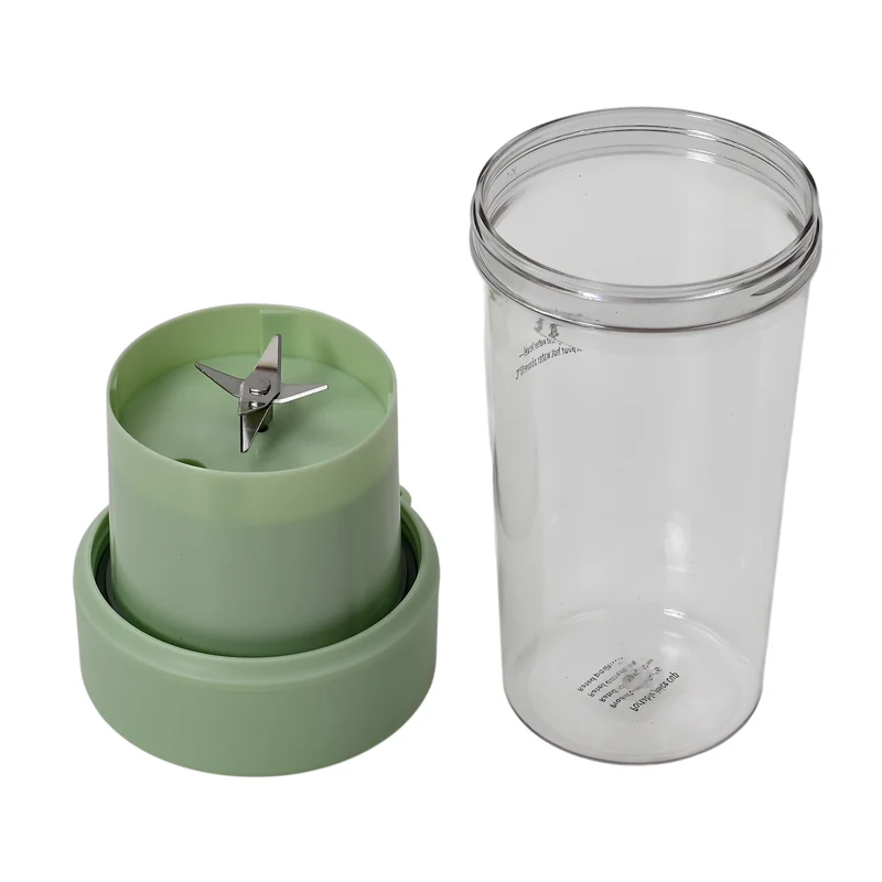 Tragbarer Entsafter mit Deckel und Trinkhalm, 350 ml, mit Edelstahlklinge und USB-Aufladung, 174x88 mm, Wiederaufladbar, Rosa