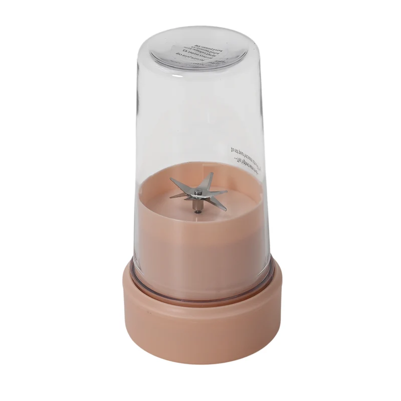Tragbarer Entsafter mit Deckel und Trinkhalm, 350 ml, mit Edelstahlklinge und USB-Aufladung, 174x88 mm, Wiederaufladbar, Rosa