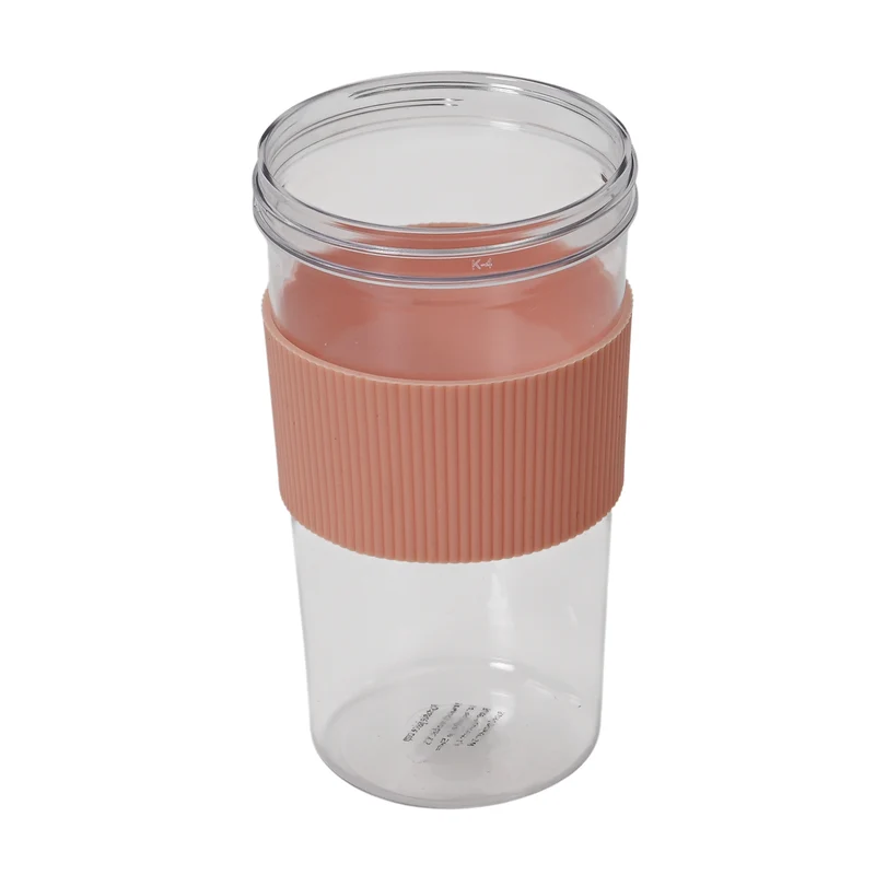 Tragbarer Entsafter mit Deckel und Trinkhalm, 350 ml, mit Edelstahlklinge und USB-Aufladung, 174x88 mm, Wiederaufladbar, Rosa