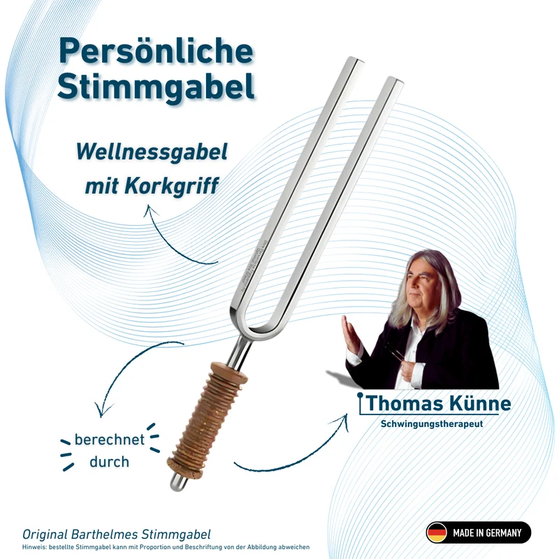 Persönliche Stimmgabel Wellness mit Korkgriff nach Thomas Künne | KO/7-PSG-K