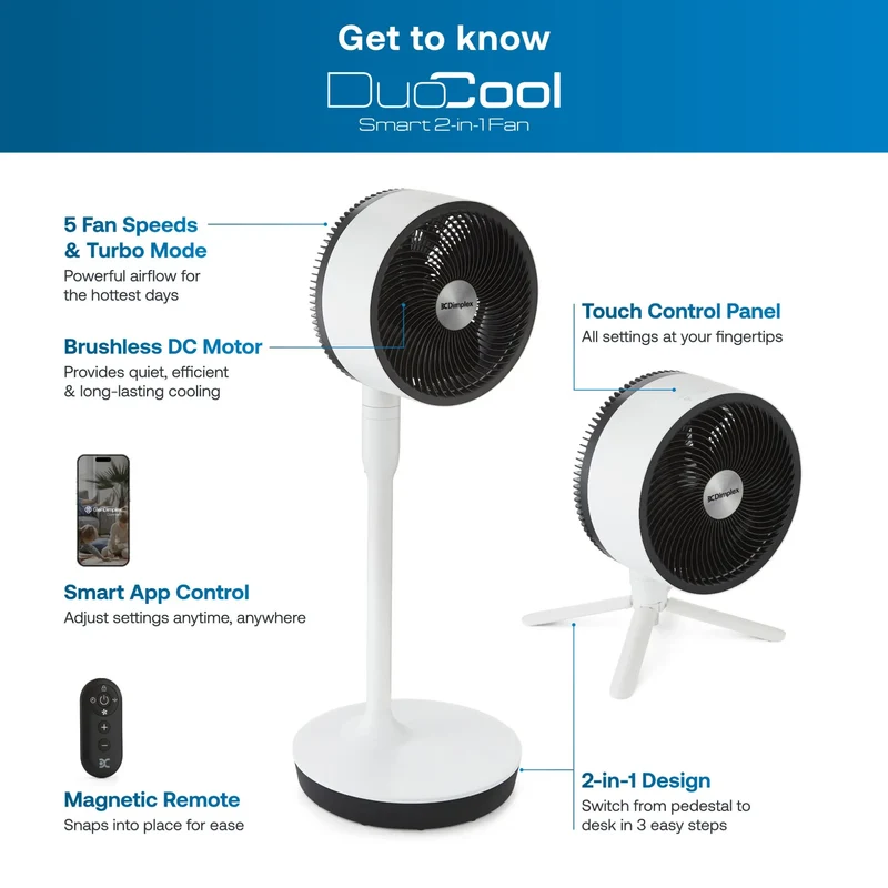 Dimplex Duocool Smart Pedestal & Table Fan