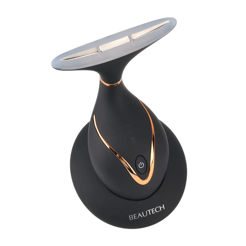 BEAUTECH Gesichts und Halsbehandlungs massagegerät, mit Nano-Lichttherapie, 1640 mAh, Schwarz
