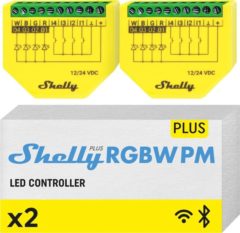 Shelly Plus RGBW PM Doppelpack – Smarter RGBW-Controller mit Leistungsmessung