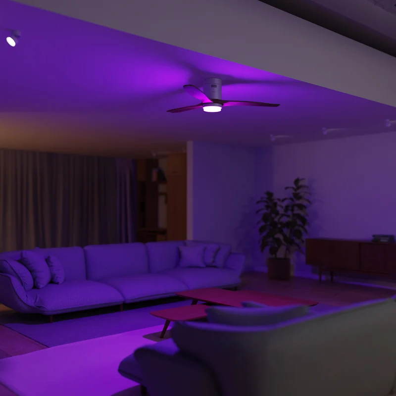 Hombli Smart Ceiling Fan & Light - White & Light Wood
