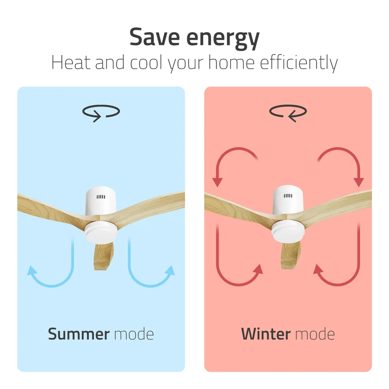 Hombli Smart Ceiling Fan & Light - White & Light Wood