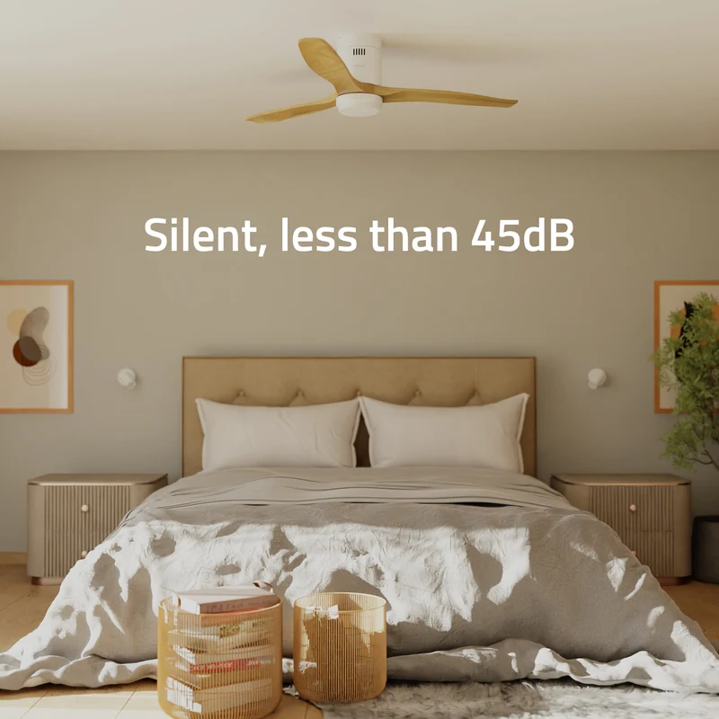 Hombli Smart Ceiling Fan & Light - White & Light Wood