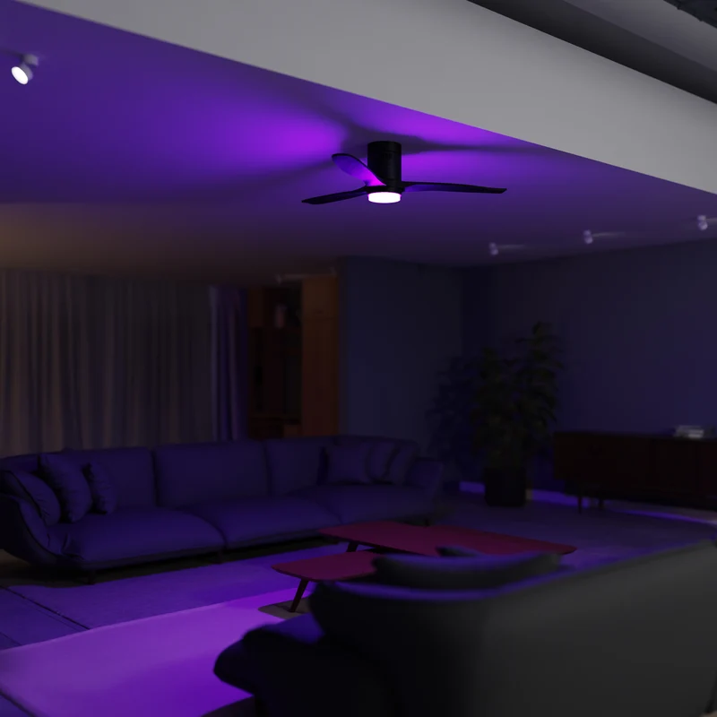 Hombli Smart Ceiling Fan & Light - Black & Black Wood