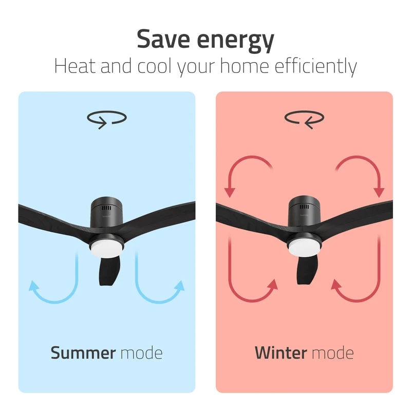 Hombli Smart Ceiling Fan & Light - Black & Black Wood