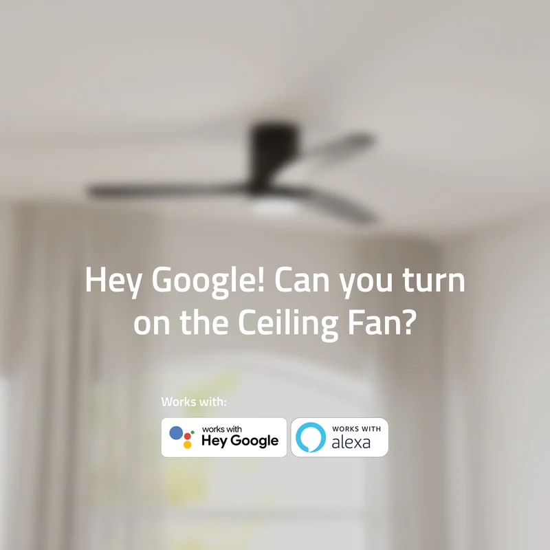 Hombli Smart Ceiling Fan & Light - Black & Black Wood