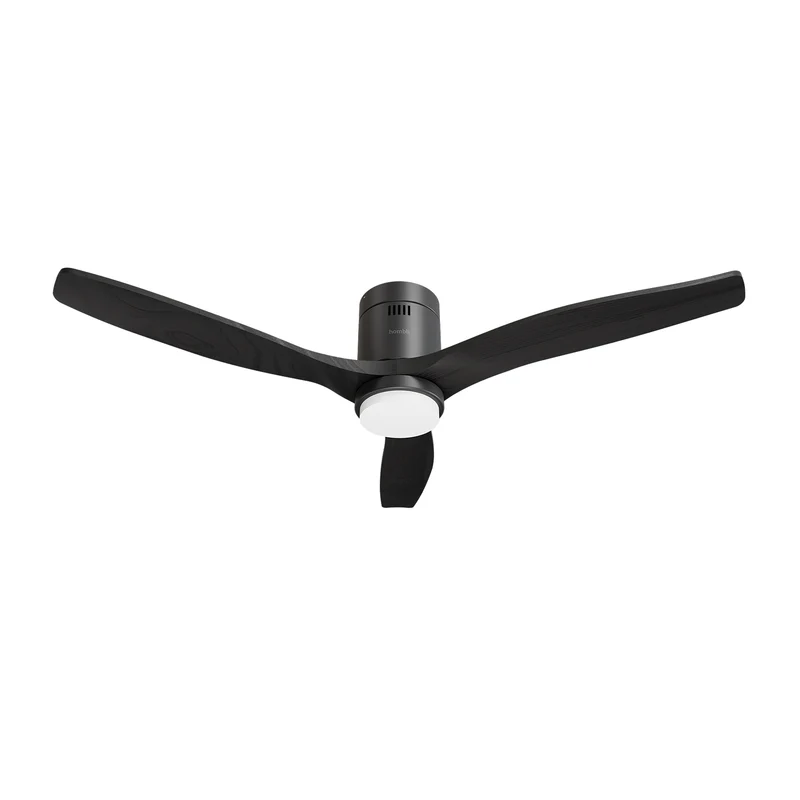 Hombli Smart Ceiling Fan & Light - Black & Black Wood