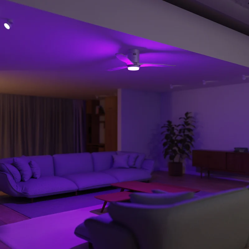Hombli Smart Ceiling Fan & Light - White & White Wood