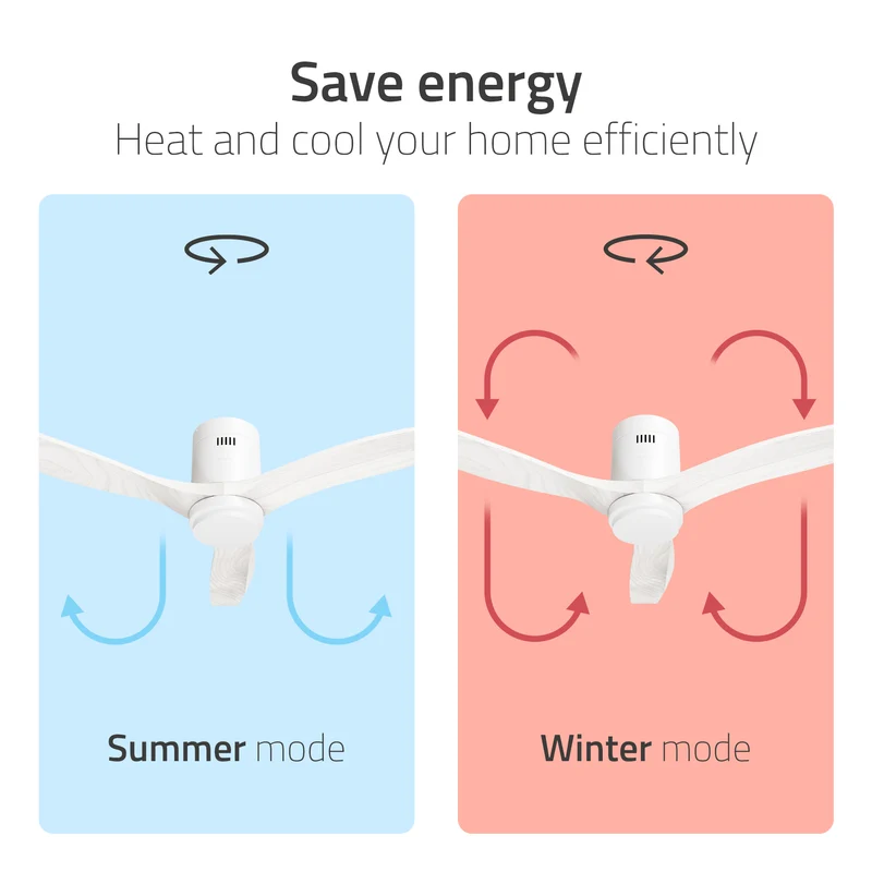 Hombli Smart Ceiling Fan & Light - White & White Wood