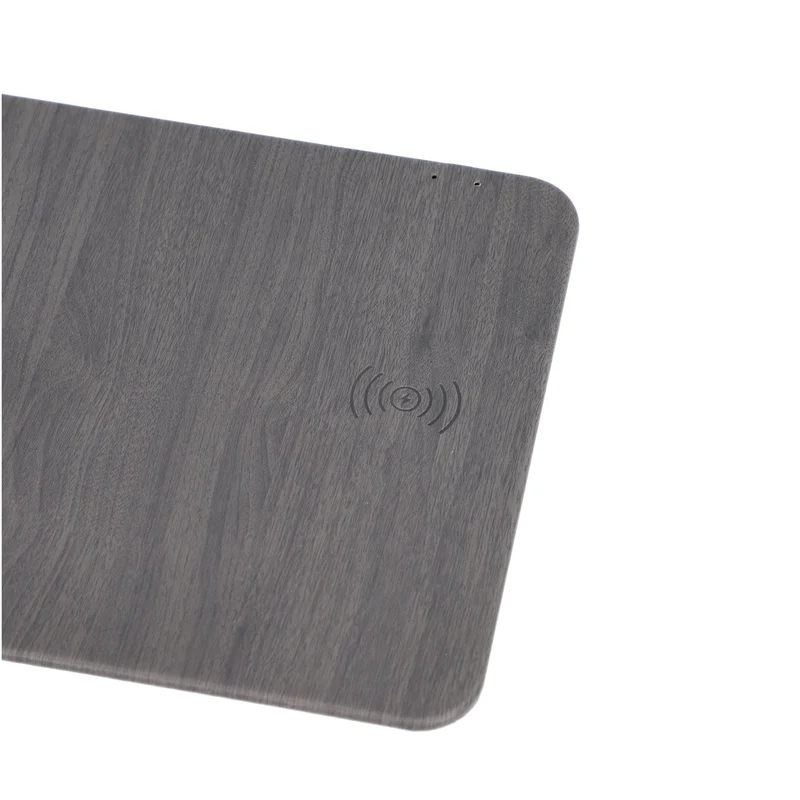 Kabelloses Ladegerät Mauspad, PU Holzmaserung, 30x22 cm, USB-Kabel 100 cm, Schwarz