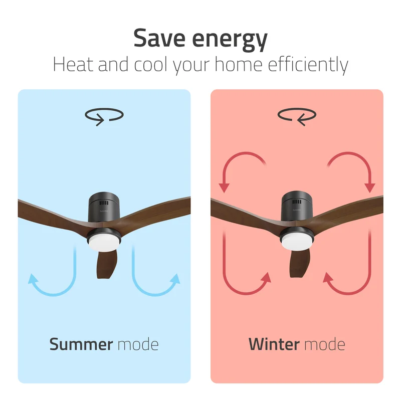 Hombli Smart Ceiling Fan & Light - Black & Dark Wood