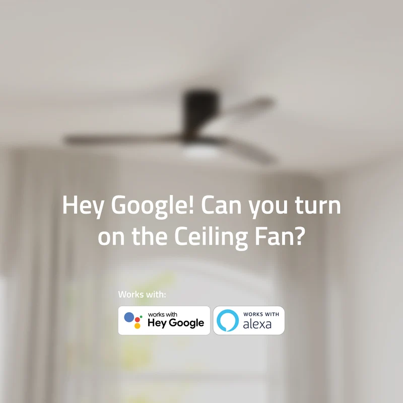 Hombli Smart Ceiling Fan & Light - Black & Dark Wood
