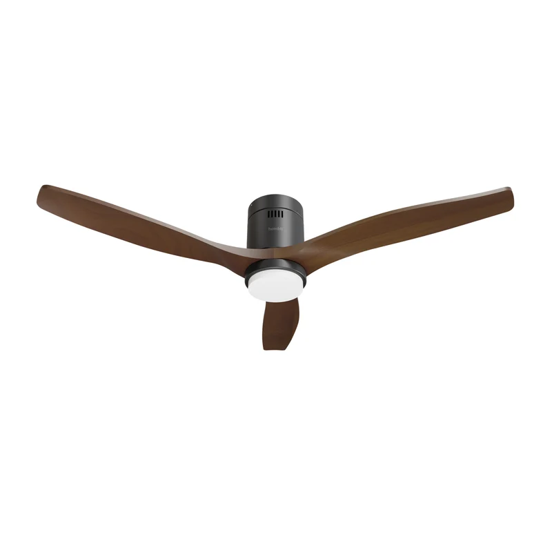 Hombli Smart Ceiling Fan & Light - Black & Dark Wood