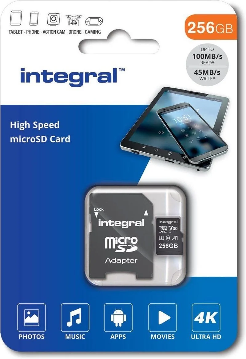 256GB Integral V30 High Speed microSDXC card