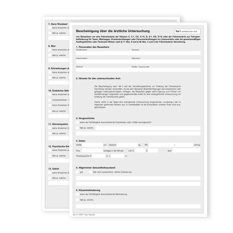 Bescheinigung für ärztliche Untersuchung